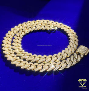 Moissanite Diamond 925 <b>Sterling</b> <b>Silver</b> Cuban Link <b>Chain</b> Iced Out Luxury Hip Hop Jewelry Statement Necklace <b>For</b> Men <b>Women</b> - Product Image 5