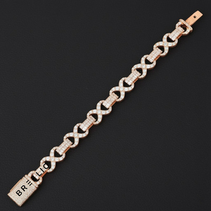 Pulsera de eslabones cubanos Infinity de 12 mm con incrustaciones de diamantes de laboratorio de color, de plata de ley 925, estilo Hip Hop de lujo para hombres y mujeres - Product Image 4