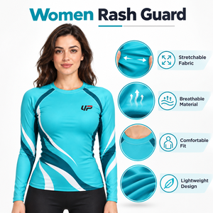 Urban Peak Sports <b>Women's</b> Long Sleeve Rash Guard Blue <b>Swim</b> <b>Shirt</b> UPF UV Protection Top <b>For</b> Training Fitness And Sports - Product Image 6