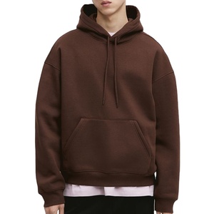 Sudaderas con Capucha Personalizadas de Alta Calidad en Color Marrón Oscuro para Hombre, Tejido Grueso 100% Algodón, Hombros Caídos, Puños Acanalados - Product Image 1