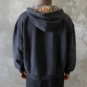 Fabricantes de Sudaderas con Cremallera y Logotipo Personalizado, Sudadera con Cremallera Corta y Holgada de Felpa Francesa Gruesa para Hombre, Talla Grande - Product Image 2