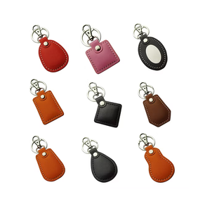 Leather Key Chain Oval Shape Customized Durable Carabiner <b>Keyring</b> Holder Multiple Colors Available - Product Image 1