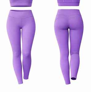 Ensemble de vêtements de yoga violet avec spandex flexible pour femmes - Product Image 3