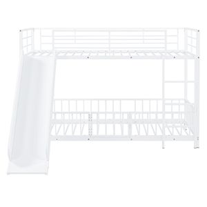 Lit superposé en métal blanc pour enfants, taille double, avec glissière et barrières de sécurité - Product Image 3