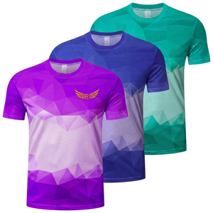 Men's <b>Geometric</b> Pattern Quick Dry Short Sleeve O Neck T-<b>Shirt</b> Regular Fit Casual Polyester Knitted Top - Product Image 2