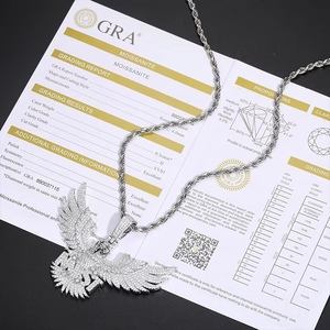 Colgante de Plata de Ley 925 con Diamantes de Moissanita de Alta Calidad, Estilo Águila, Personalizado con Letras, para Hombre y Mujer - Product Image 5