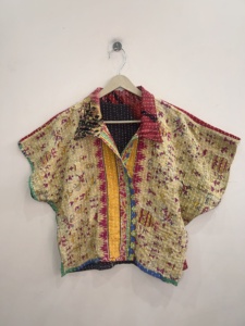 Reversible Patchwork Quilted <b>Jacket</b> Short Sleeve Autumn <b>Women's</b> Bohemian Style Woven Polyester Turn Down Collar - Product Image 6