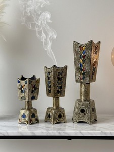 Quemador de Incienso Bakhoor Pequeño de Latón, Hecho a Mano, Acabado Dorado, Ecológico, Aromático, Decoración para el Hogar - Product Image 4