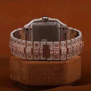 Reloj de Lujo Redondo de Cuarzo Vintage, Resistente al Agua, con Correa Incrustada de Diamantes Dorados, Pantalla Analógica de 46 mm, Movimiento CITIZEN, Cierre de Hebilla - Product Image 3