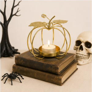 Portavelas de Lujo al por Mayor de Metal Dorado con Forma de Calabaza para Velas de Té, Centro de Mesa de Halloween, Elegante Centro de Mesa de Hierro para el Hogar con Temática de Cosecha Otoñal - Product Image 4