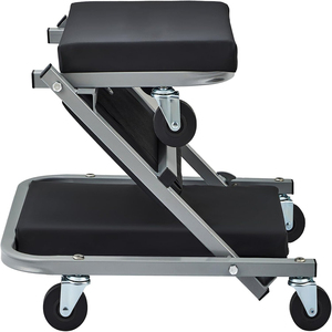 36 inch Creeper Seat Folding Car Repair <b>Bed</b> Capacity 300Lbs <b>Padded</b> Seat Steel Frame Portable Swivels Black GAPGAR034 - Product Image 3