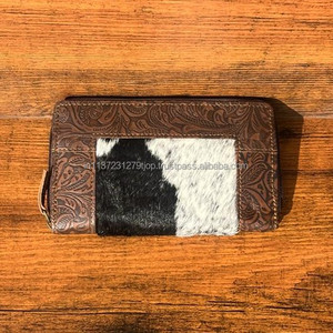 Nueva Venta caliente pelo en piel oculta cuero tallado embragues teléfono caso elegante Color marrón en relieve cuero occidental mujeres carteras - Product Image 2