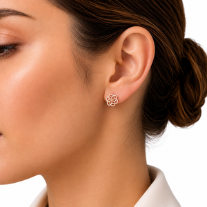 Boucles d'oreilles clous en diamant taille ronde motif floral avec certificat GRA et bijoux en moissanite, plaqué or rose 10K - Product Image 5