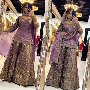 <b>Women</b> Indian Pakistani Silk Embroidered <b>Lehenga</b> Choli Wedding Dress Floor-Length Traditional Loose Fit Ethnic Wear Set - Product Image 5