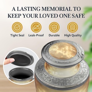 Christian Cross Memorial Cremation Urn For Human Ashes Decorative Metal Funeral <b>Keepsake</b> With Velvet Bag - Product Image 6