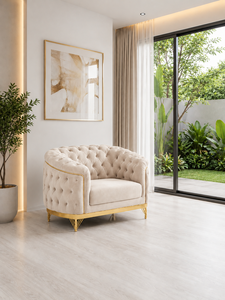 Luxury 321 Ivory Chesterfield <b>Sofa</b> <b>Set</b> with Tufted Design and Gold Trim for Living Room Villa Hall Office Contamporary Design - Product Image 3