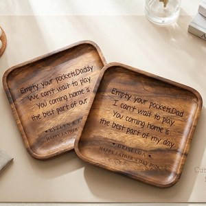 Wooden Storage Tray <b>Set</b> Rectangle Minimalist Design Stackable 2-Layer Varnished Finish For Table Use Drink Food <b>Serving</b> - Product Image 4