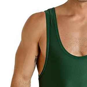 Combinaison de lutte rayée rose et bleue pour homme, sans couture, en spandex et nylon, une pièce - Product Image 4
