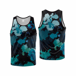 Men's Navy Pink Gradient Dot Pattern Sleeveless Tank Top O-<b>Neck</b> Sporty Quick Dry Sublimation Print - Product Image 5