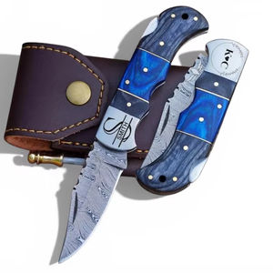 Industrial Grade OEM Custom Made Damascus Steel Drop Point Blade Slide Open Tactical Survival Utility <b>Knife</b> Wood Handle - Product Image 1