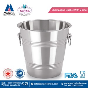 Seau à champagne en acier inoxydable robuste avec poignée en anneau, finition polie miroir, articles de bar écologiques pour cocktails et vin - Product Image 4
