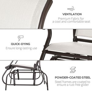 Panca a dondolo doppia da giardino/patio con seduta in rete bianco crema e struttura in acciaio - Product Image 5