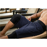 Novedad: Pantalones cortos de compresión para hombre musulmán, doble capa, hasta la rodilla, transpirables, de color liso, para natación.