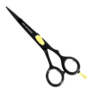 Tijeras de punta recta afiladas, tornillo dorado de color negro, hoja de mango de acero inoxidable, instrumentos de belleza profesionales, corte - Product Image 1