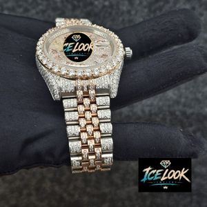 Reloj Mecánico Automático de Acero Inoxidable con Moissanita, Edición Limitada de Ice Look Jewelry, Brazalete de Cristal de 20 cm, Esfera de 41 mm, Moderno - Product Image 3