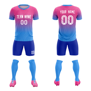 Uniformes de Fútbol Personalizados de Alta Calidad, Impresos por Transferencia de Calor, Transpirables, de Secado Rápido, para Adultos, Conjuntos de Camiseta y Pantalones Cortos, 100% Poliéster - Product Image 1