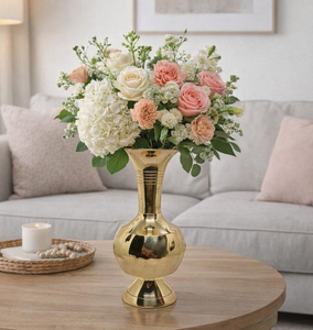 Golden Flower <b>Vase</b> Handcrafted Decorative Flower Pot for Home Decor Traditional Golden Metal <b>Vase</b> for Living Room Office - Product Image 5