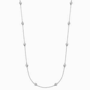 Collar de diamantes cultivados en laboratorio con bisel, oro blanco de 14K, chapado en rodio, certificado IGI, elegante cadena para superposición, minimalista nupcial - Product Image 1