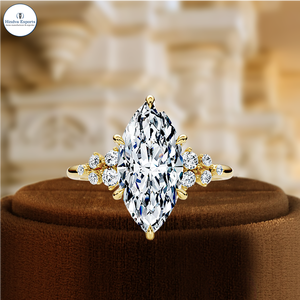 Anillo de compromiso solitario con diamante cultivado en laboratorio de 1 quilate, corte marquesa, certificado por IGI, oro sólido de 14k, regalo de aniversario para esposa - Product Image 1