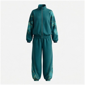 <b>Women</b> Geometric Print Tracksuit Full Length Zipper Stand Collar Sporty Loose Fit Autumn Breathable Spandex Polyester <b>Jogger</b> <b>Set</b> - Product Image 1