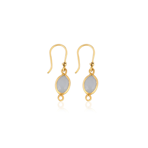 Boucles d'oreilles pendantes élégantes en calcédoine aqua pour femmes, bijoux en pierres précieuses faits à la main - Product Image 1