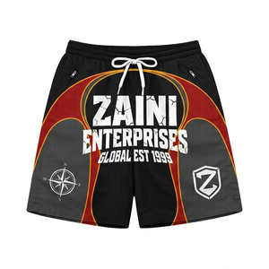 ZAINI ZI-081 Short coupe-vent pour homme en polyester/nylon 160 g/m² avec empiècements color block et impression sérigraphiée, fermeture à cordon de serrage - Product Image 1