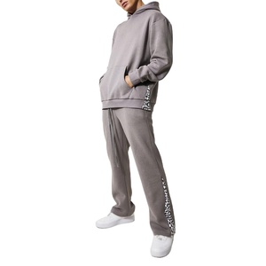 Survêtement évasé brodé lavé à l'acide vieilli personnalisé survêtement à capuche et pantalon de survêtement ensemble avec pantalon évasé - Product Image 2