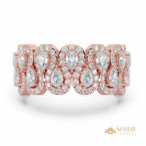 Moissanite Engagement Wedding <b>Ring</b> Pear Cut Halo Wide Band Rose Gold Plated 925 Sterling <b>Silver</b> <b>Statement</b> <b>Ring</b> Women LosAngeles - Product Image 1
