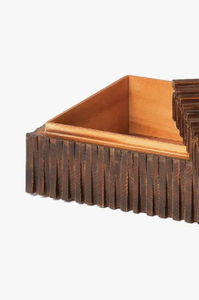 Boîte de rangement décorative en bois à lattes, artisanale, teinte foncée, avec couvercle texturé à nervures, vente en gros - Product Image 4