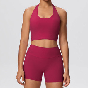 High Quality 2 Piece Fitness Clothing Women Yoga Wear Set High Elastic <b>Running</b> Sports Gym Fitness Set Compression Shorts - Product Image 2