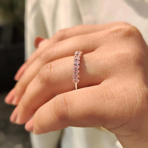 Bague de mariage en diamant de laboratoire taille ovale, bague CVD rose en or massif, bague de fiançailles empilable, cadeau d'anniversaire pour elle - Product Image 3