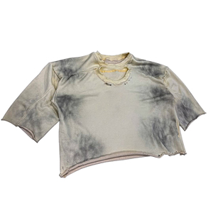T-shirt Homme Personnalisé Beige 100% Coton, Coupe Oversize Boxy, Col Double, Ourlet Brut, Effet Vintage Délavé, Prix de Gros - Product Image 1