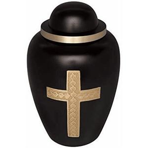 โกศบรรจุอัฐิสำหรับผู้ใหญ่แบบพรีเมียม ทำด้วยมือจากโลหะ สำหรับบรรจุอัฐิมนุษย์ ดีไซน์รูปกางเขนอย่างสวยงาม ขนาดใหญ่ สำหรับตกแต่งและจัดงานศพ - Product Image 4