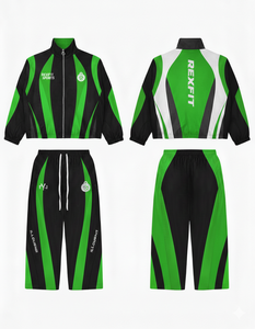 Ensemble de survêtement réfléchissant tendance 2025 pour hommes avec impression personnalisée, coupe-vent, service OEM, combinaison zippée pour hommes - Product Image 3