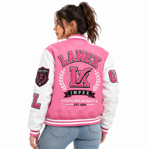 Custom Varsity Baseball Leather Jacket with Chenille Patches PU Leather Sleeves Embroidered Logo Unisex Streetwear Bomber Jacket - Product Image 4