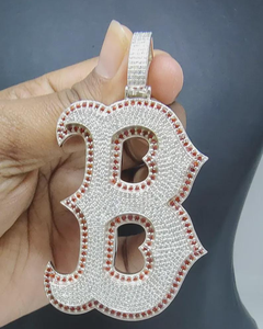 Pendentif Lettre Initiale VVS Moissanite pour Homme, Style Hip Hop Luxe, Diamant Sertie, Pendentif 3D, Bijoux Fins, Pendentif en Argent 925 - Product Image 1