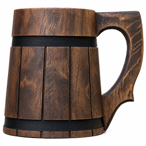 Jarra de Cerveza de Madera Vintage Hecha a Mano con Logotipo Personalizado, Jarra de Madera de Roble Ecológica con Forma de Barril, Taza Medieval Vikinga para Beber - Product Image 6