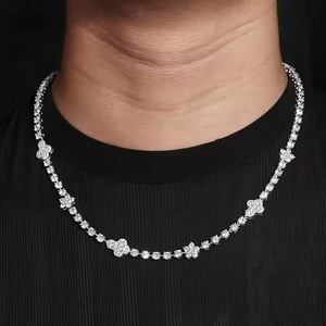 Men's 925 Sterling Silver Curb Cuban Link <b>Chain</b> Hot Selling <b>Iced</b> <b>out</b> Body Jewelry with Moissanite Diamonds for Weddings - Product Image 3