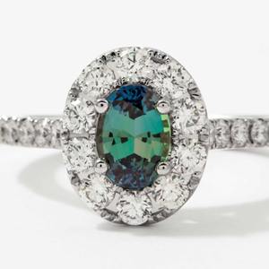 Elegant White <b>Gold</b> Engagement <b>Ring</b> Crafted in <b>14K</b> <b>Gold</b> 0.87ct Oval Alexandrite Lab Grown Diamond Prong Set IGI Certified Women's - Product Image 2