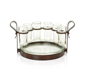 Juego de Vasos de Chupito de Vidrio de Lujo con Soporte Metálico, Base de Madera, Bandeja para Servir, Vajilla para Bar, Juego para Servir Bebidas en Fiestas - Product Image 4